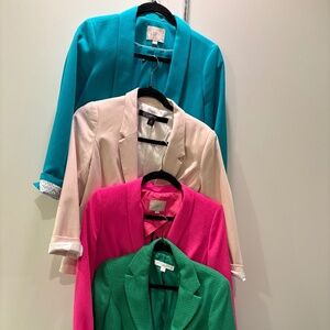 Blazers, size 6, suit coats, jackets, green, pink, blush, turquoise